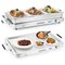 Silver 8 Quart Electric Warming Tray with Temperature Control and Stainless Steel Serving Trays